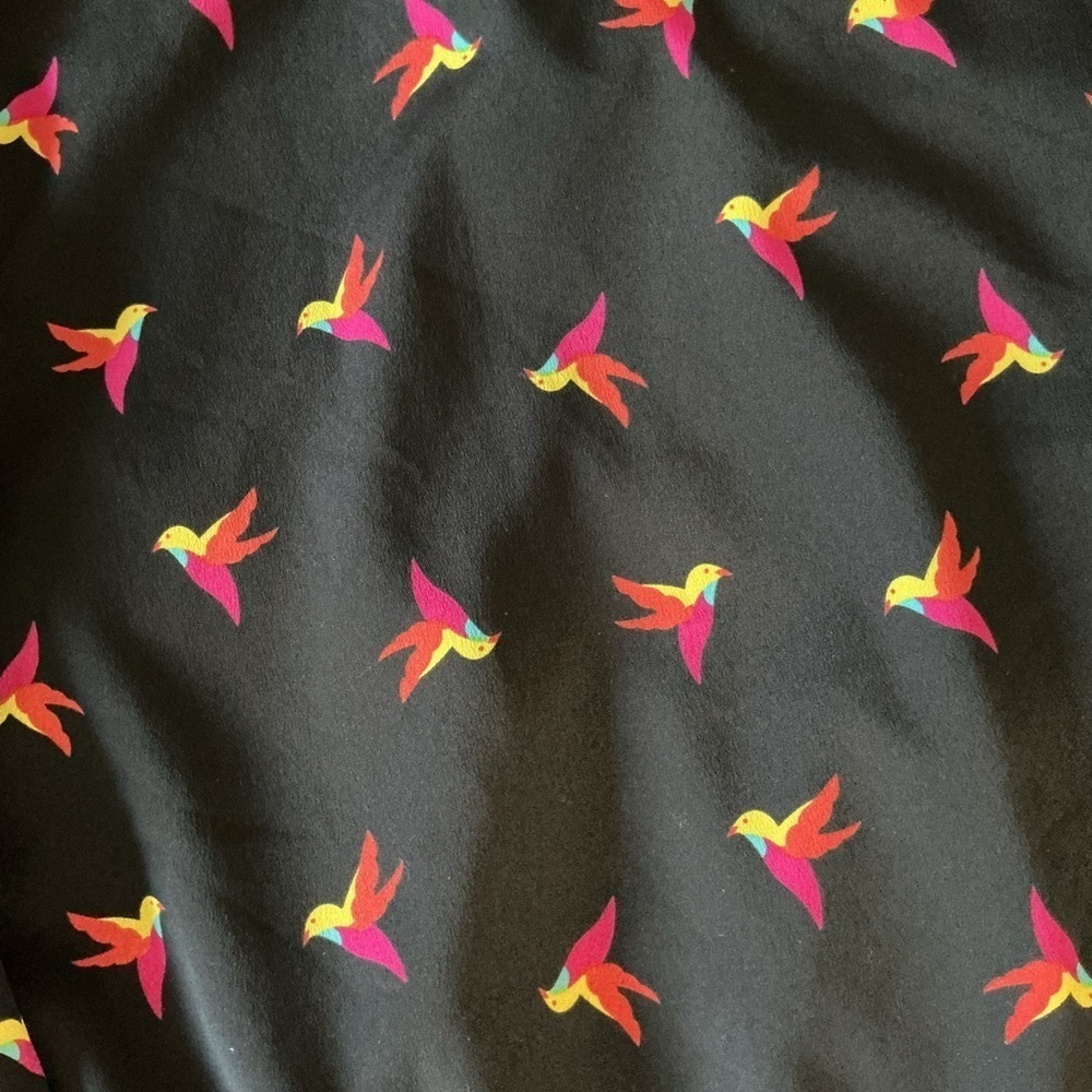 Bellatrix Colorful Hummingbird Print Black Bomber Jacket Zip Up - Picture 4 of 5